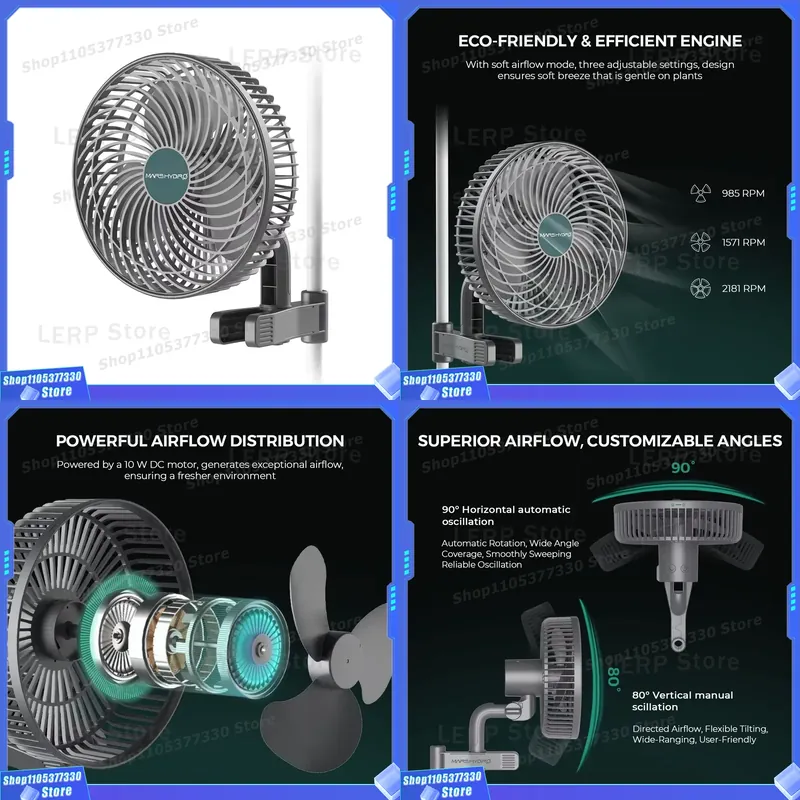 Oscillating Fan Clip - Ventilador con Clip Mars Hydro de